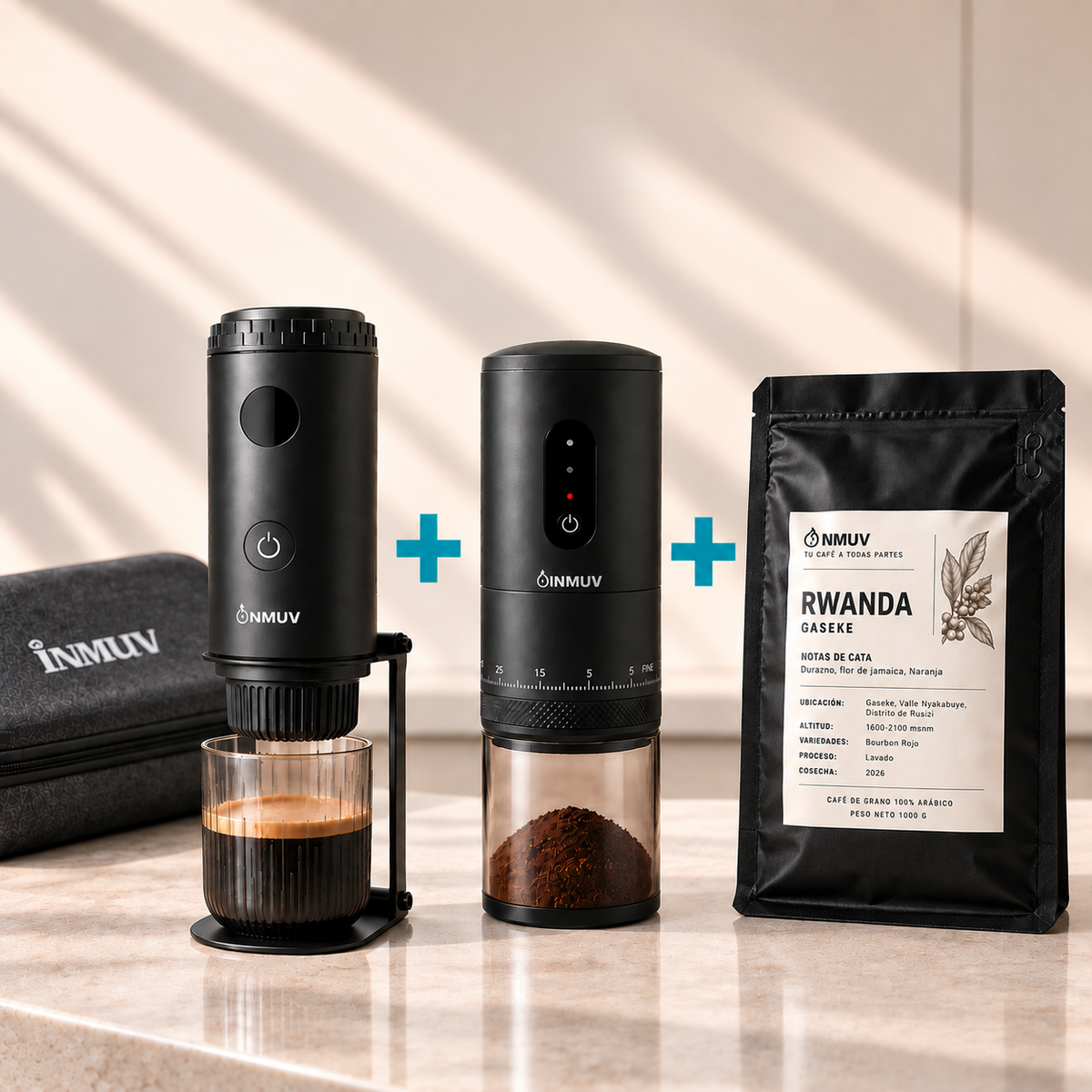 Pack Cafetera Inmuv + Molinillo + Café especialidad